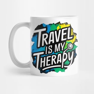 "Travel is My Therapy" Vibrant Color Splash Sticke Mug